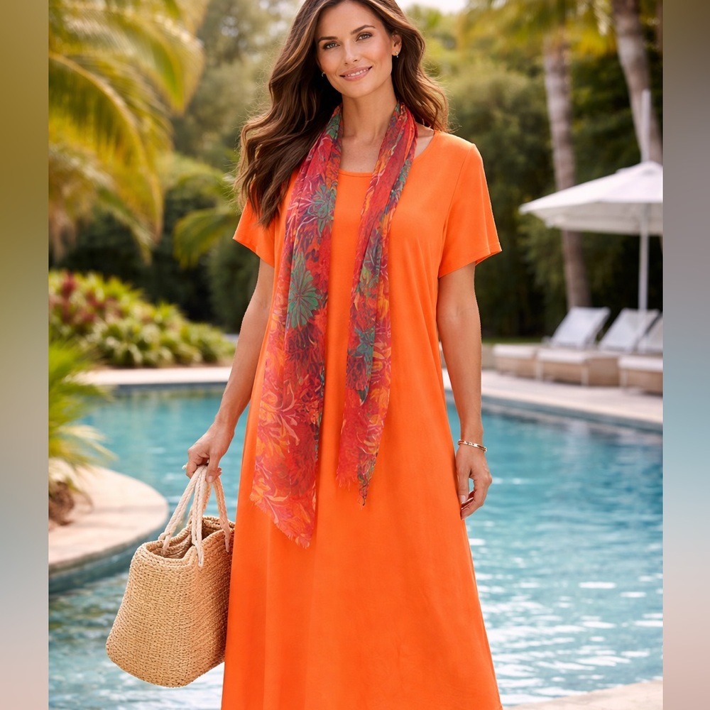 🧡Zanzea,NBW,Amazing Orange Throw/On,Easy Care,Asymmetrical Hem,Size Large